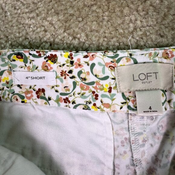 Loft Outlet Womens Shorts Size 4 Floral Print 100% Cotton Pockets 4" Inseam E758 - Picture 3 of 10